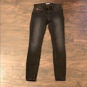 Stretchy black low-rise jeans